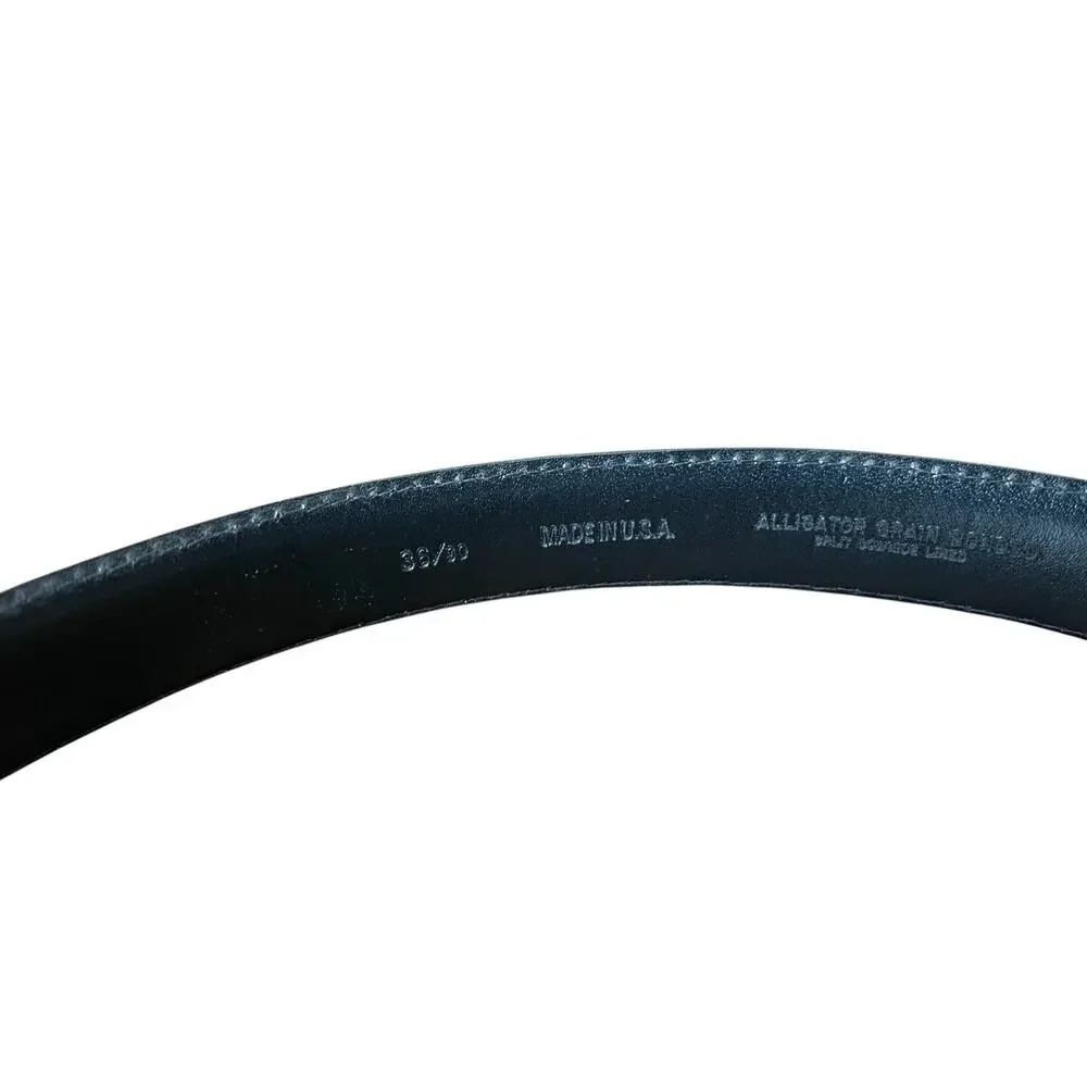 Size 36 Alligator Grain Bonded Split Leather Made in USA Black Belt Mens